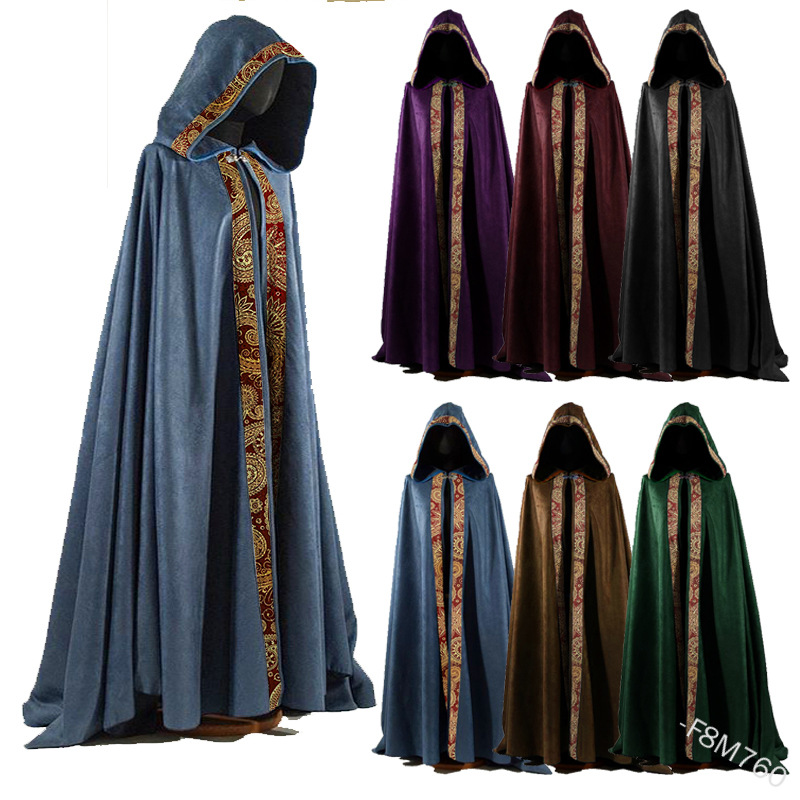 Men Formal Wear Coat - Medieval Halloween Cosplay Cloak Hooded Coat