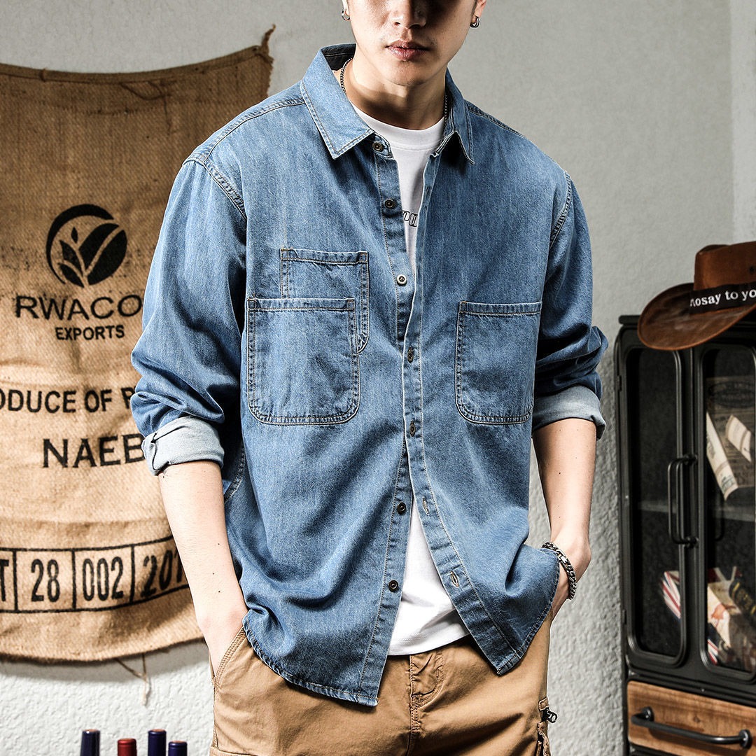 Men Formal Wear Coat - Spring Ruffian Handsome Denim Tooling Long-sleeved