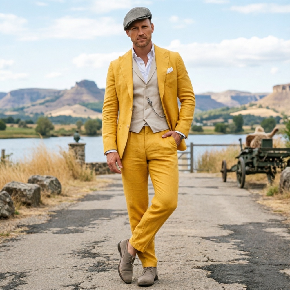 Sage Green Linen Men 3 Piece S - огляд і ціна Men Formal Party Wear Outfit