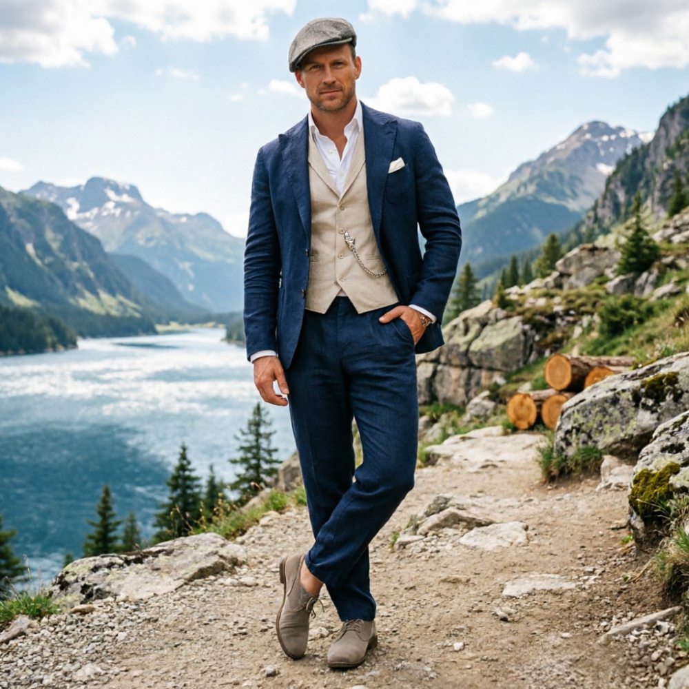 Sage Green Linen Men 3 Piece S - огляд і ціна Men Formal Party Wear Outfit