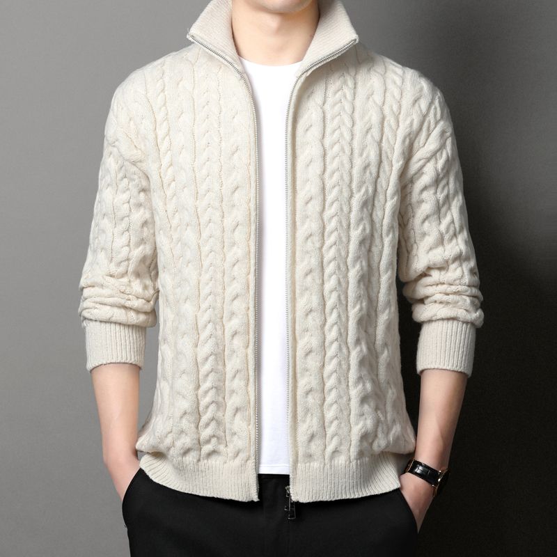 Men Stand Collar Cable Knit Fu - огляд і ціна Men Formal Wear Coat