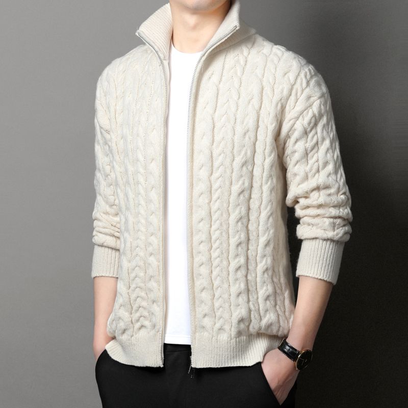 Men Stand Collar Cable Knit Fu - огляд і ціна Men Formal Wear Coat
