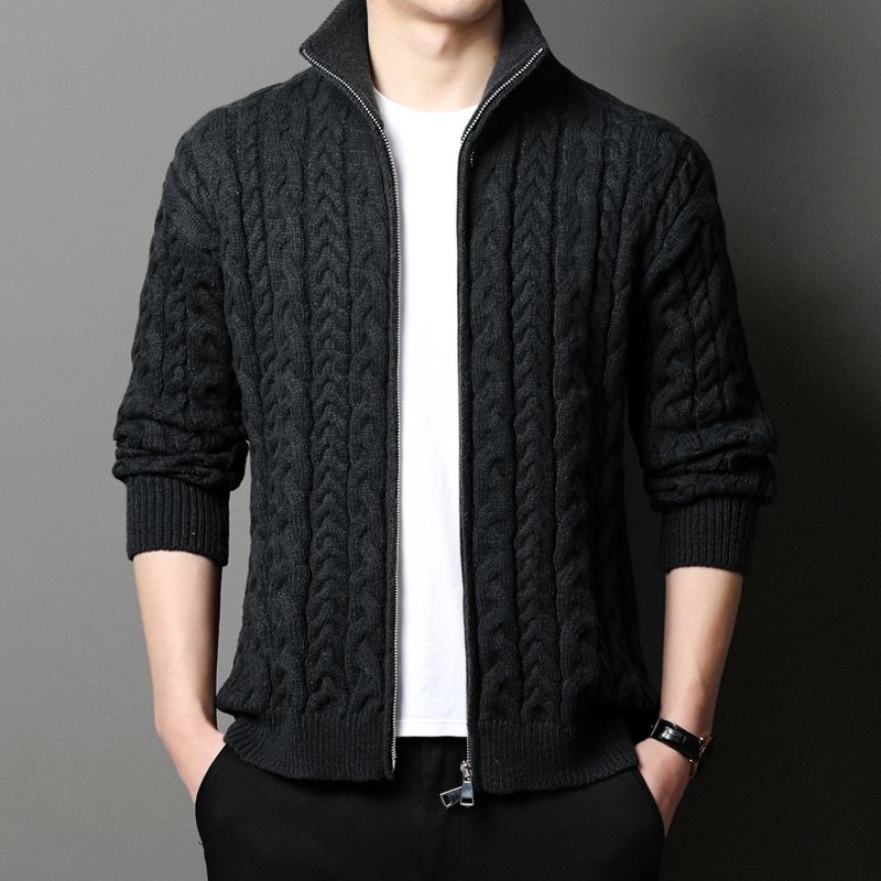 Men Stand Collar Cable Knit Fu - огляд і ціна Men Formal Wear Coat