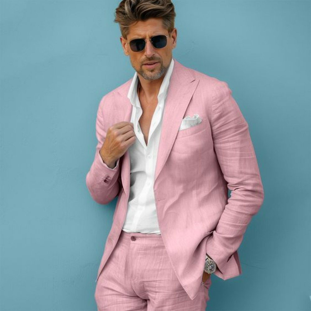 Linen Wedding Men Suits Slim F - огляд і ціна Men'S Formal Wear No Suit