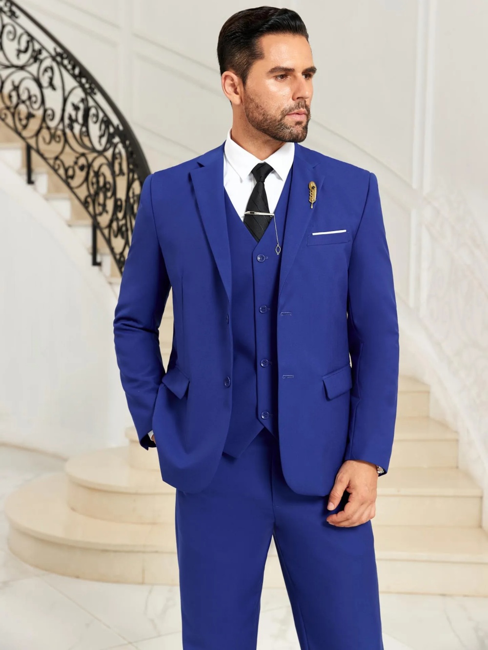 New Blue Men's Slim Fit Suits  - огляд і ціна Men Formal Party Wear Outfit