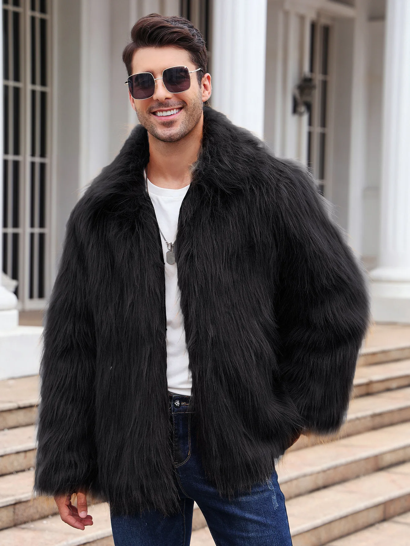 Men Faux Fox Fur Jacket Coat W - огляд і ціна Men Formal Wear Coat