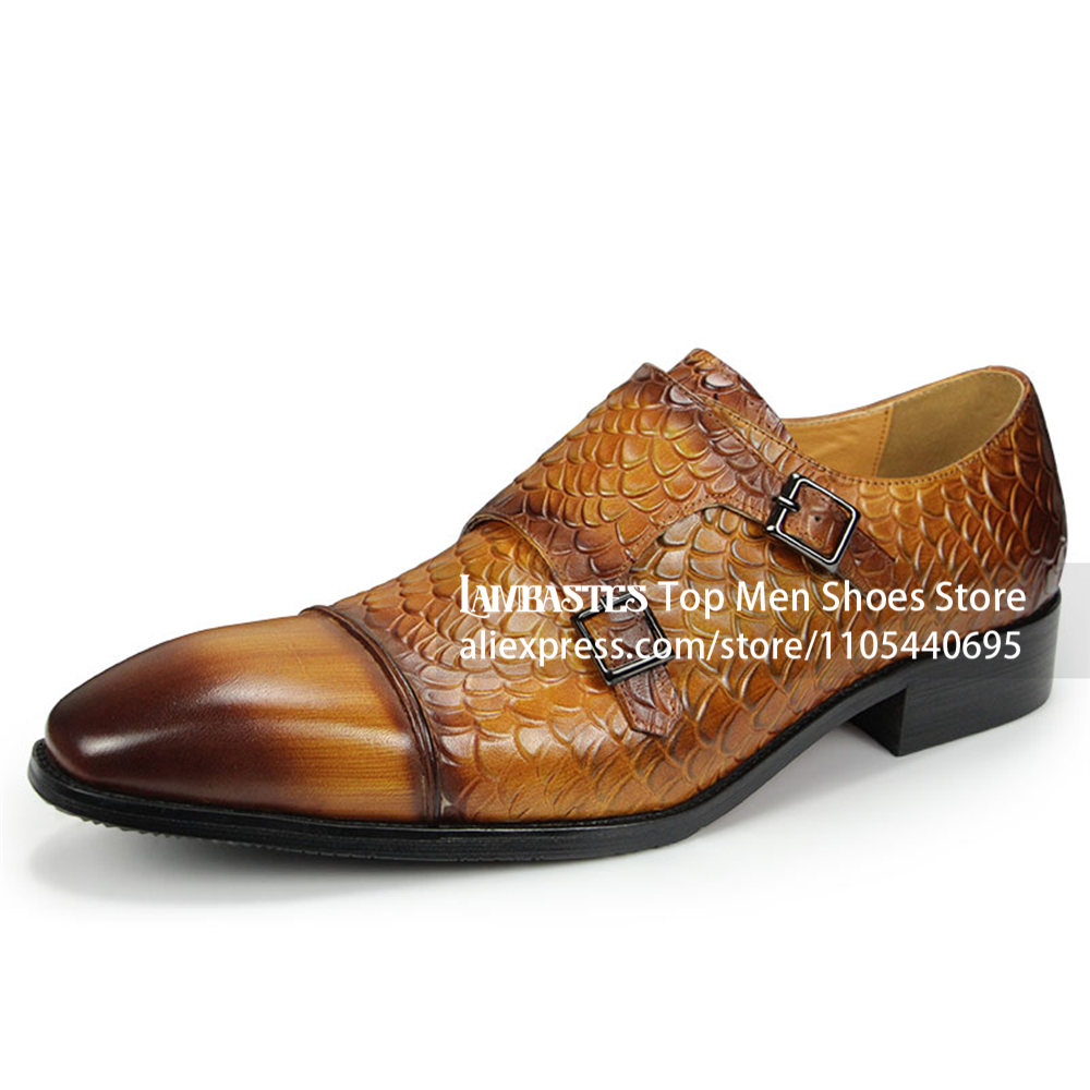 Tan Scale Embossed Double Monk - огляд і ціна Scale - Men Formals & Ethnic Wear